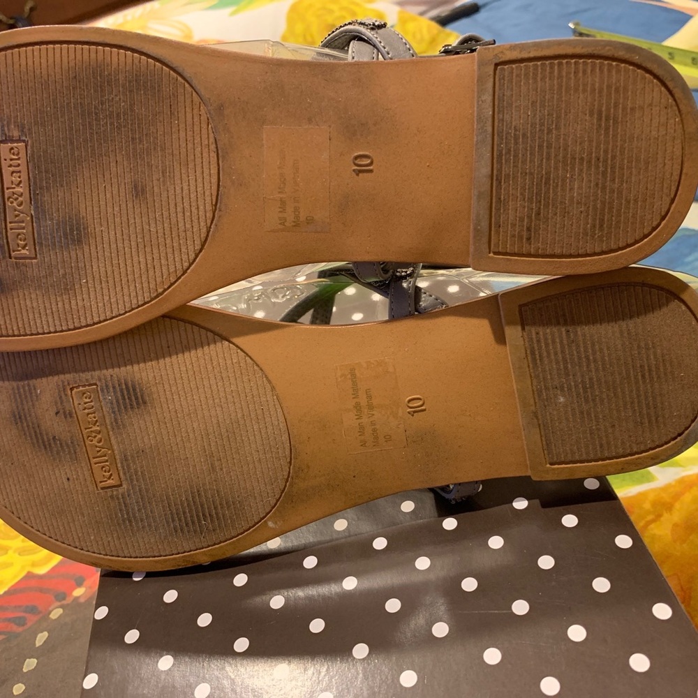 Gray braided slingback Sandals sz 10 - Picture 9 of 10